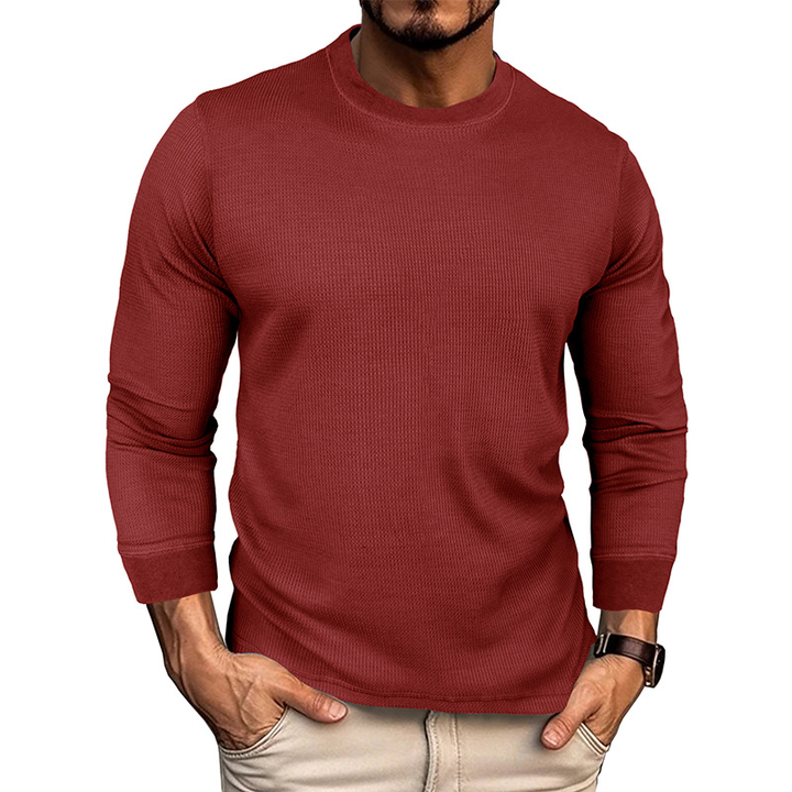 Textured Crewneck Long Sleeve Shirt