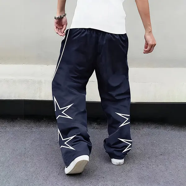 Men's Star Print Wide-Leg Pants