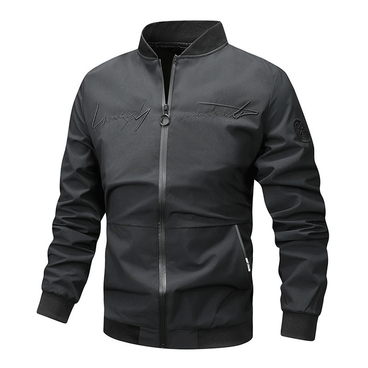 Embroidered Stand Collar Bomber Jacket