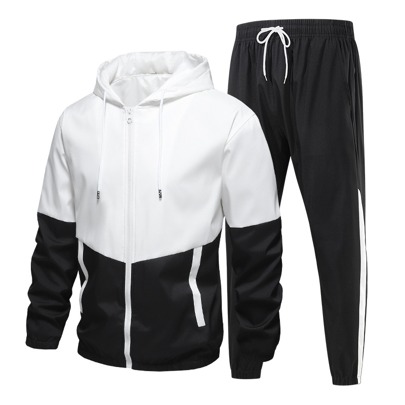 Color Block Hooded Tracksuit Set