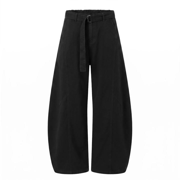 Wide Leg Belted Casual Pants