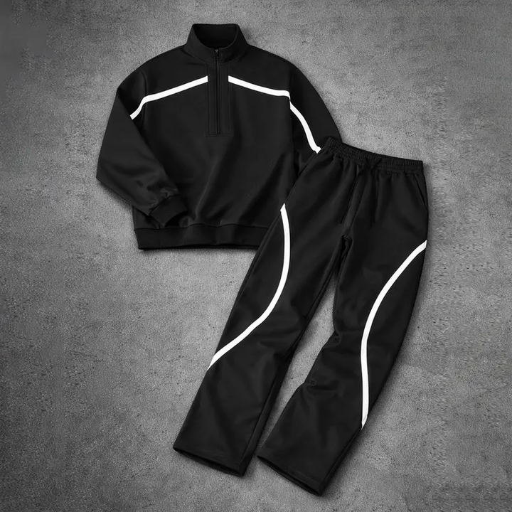Printed Half-Zip Streetwear Pants Set