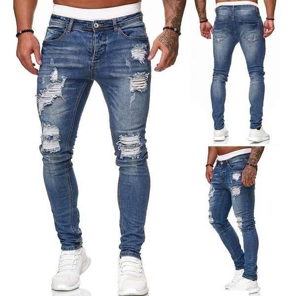 Men's Stretch Ripped Tapered Jeans