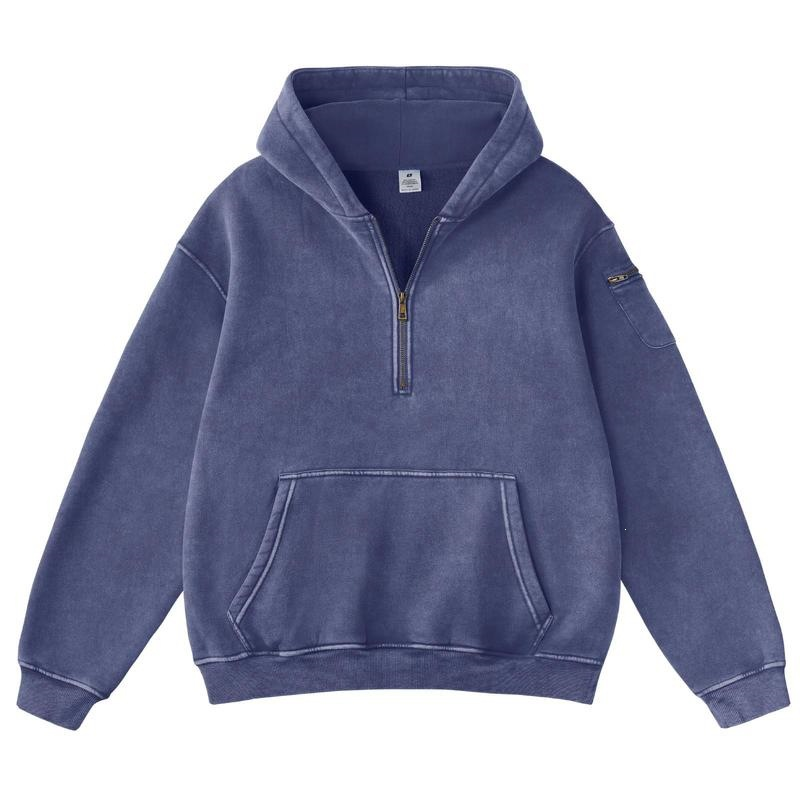 Vintage Half-Zip Hooded Pullover