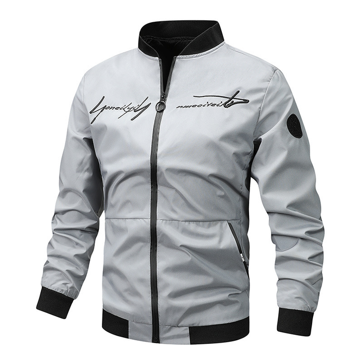 Embroidered Stand Collar Bomber Jacket