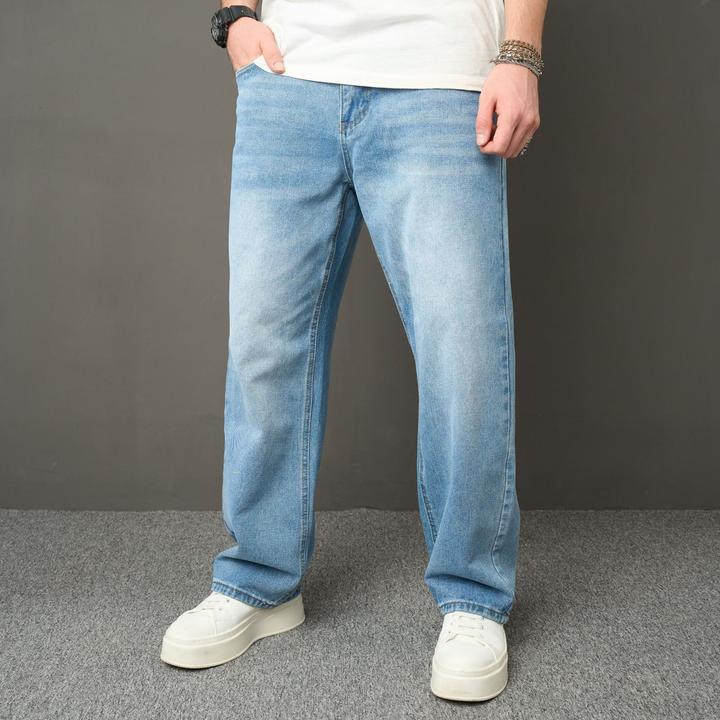 Loose Straight Light-Wash Jeans