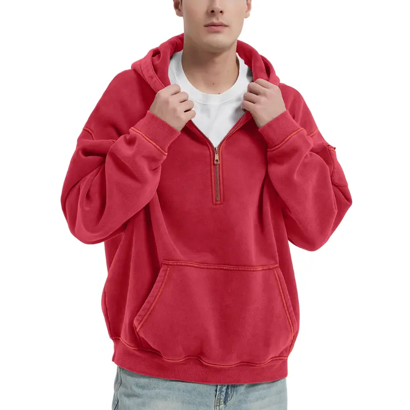 Vintage Half-Zip Hooded Pullover