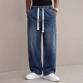 Men's Wide-Leg Drawstring Denim Pants