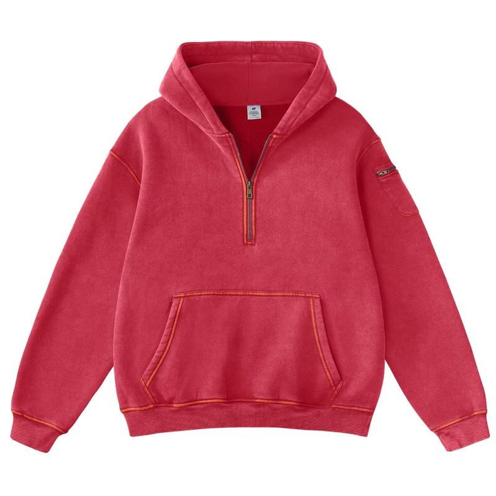 Vintage Half-Zip Hooded Pullover