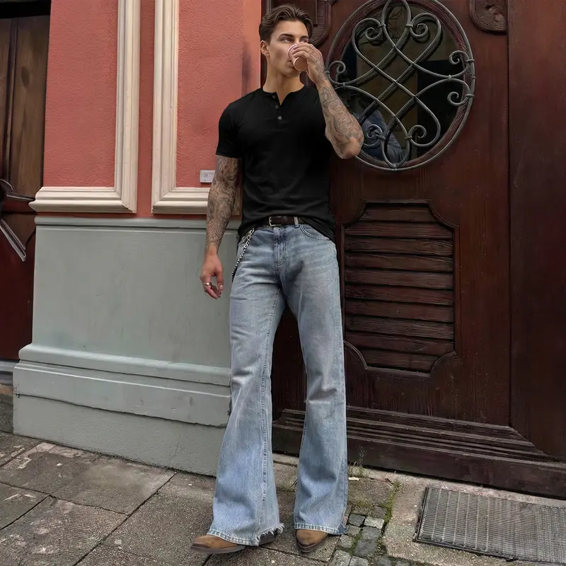 Men's Slim Fit Button Henley Tee