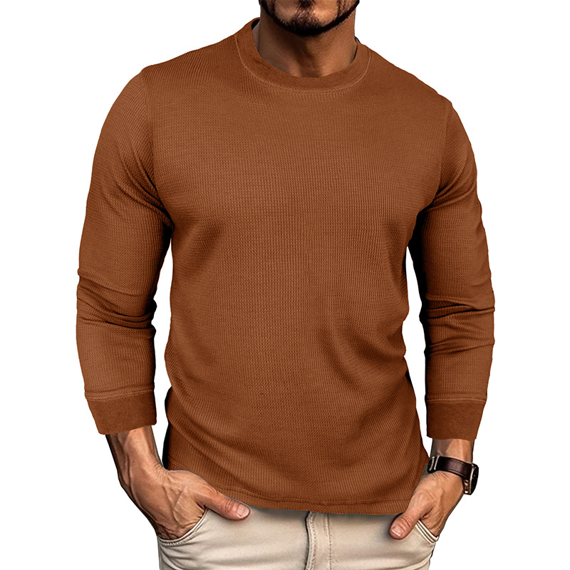Textured Crewneck Long Sleeve Shirt
