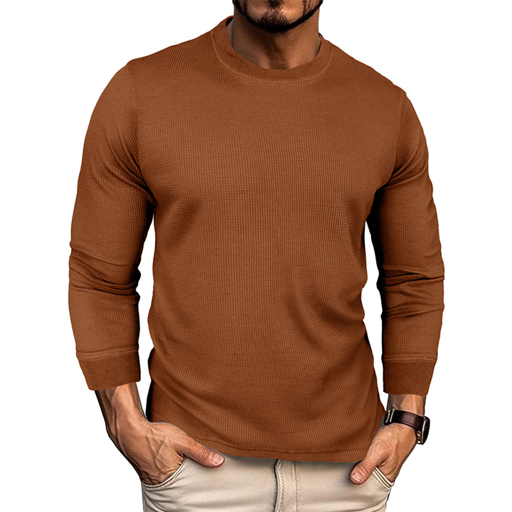 Textured Crewneck Long Sleeve Shirt