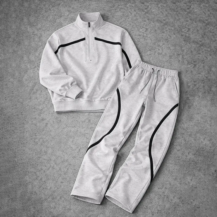 Printed Half-Zip Streetwear Pants Set